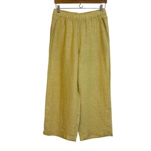 Cynthia Rowley 100% Linen Wide Leg Cropped Pants Womens Medium Casual Vacation